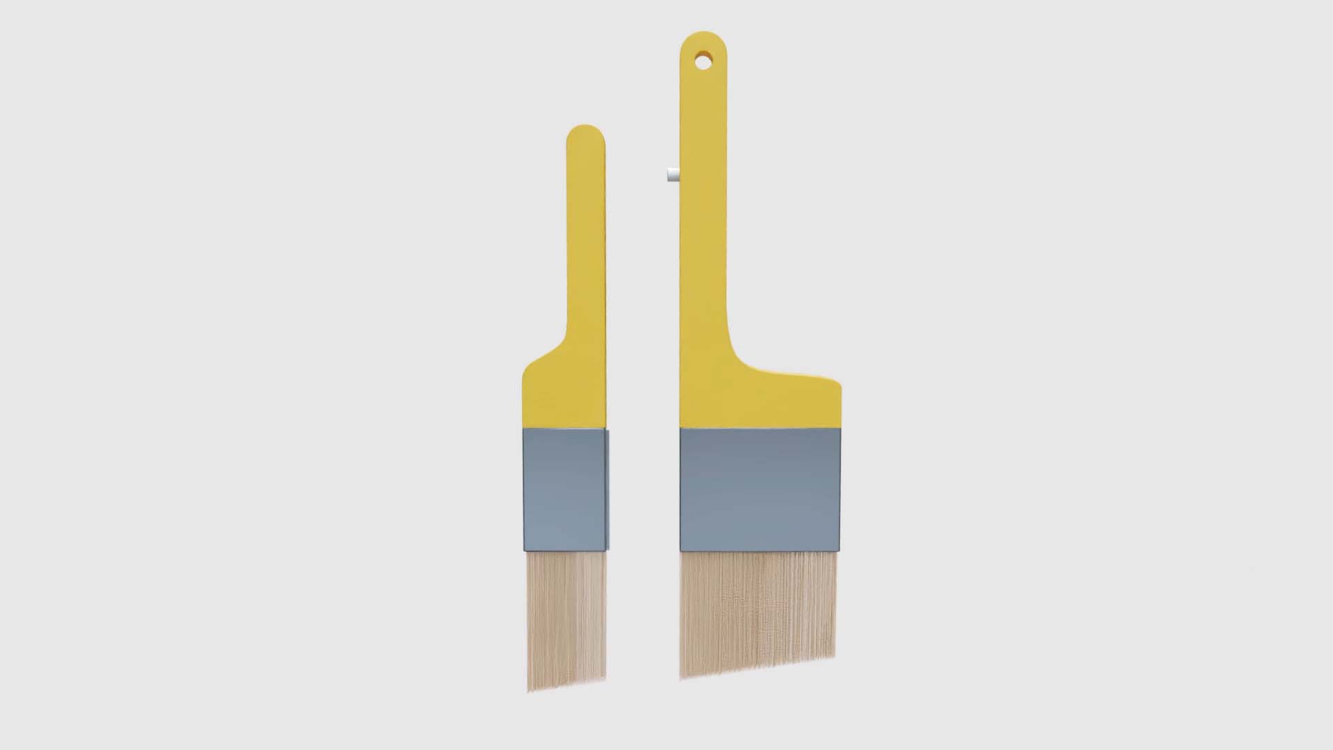 The two brushes standing apart, ready to be used independently
