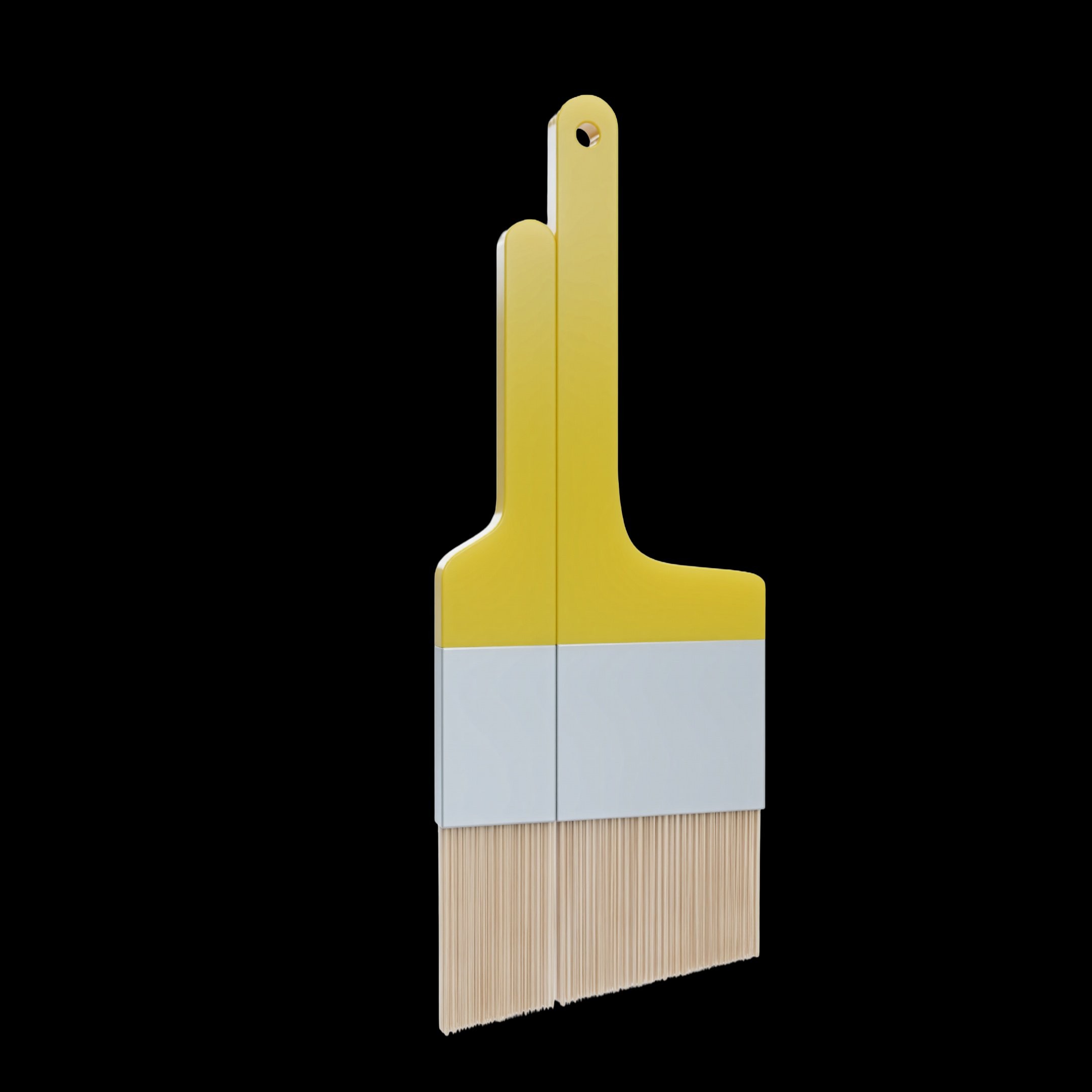 The 2 in 1 Paint Brush with both brushes locked together as one compound brush