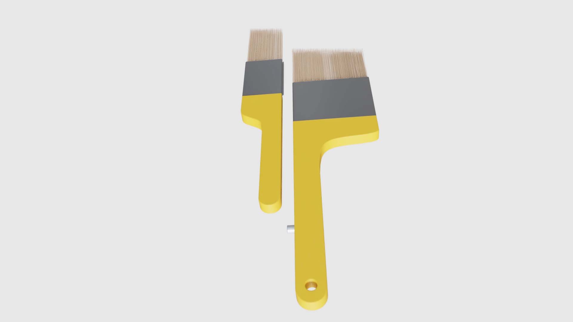 The narrow detail brush beside the wider coverage brush